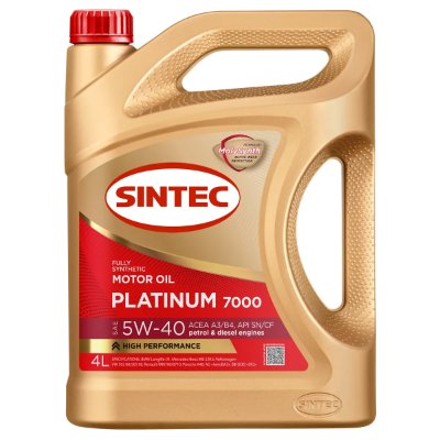 Масло моторное SINTEC Platinum 7000 5W-40 ACEA A3/B4 4 л.